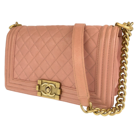 C-038
CHANEL シャネル ボーイシャネル ココマーク ターンロック ピンク ゴールド金具 キャビアスキン ショルダーバッグ チェーンショルダー  レディース
