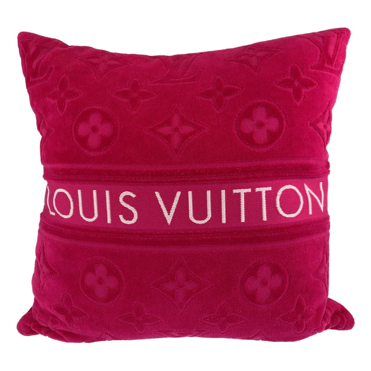 LOUIS VUITTON ルイヴィトン モノグラム クッサン LV バケーション クッション フューシャ ショッキングピンク コットン M77525 クッション ピロー 正方形  レディース