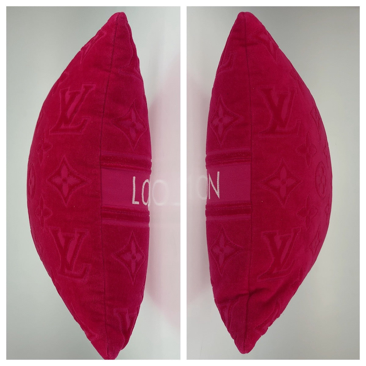 LOUIS VUITTON ルイヴィトン モノグラム クッサン LV バケーション クッション フューシャ ショッキングピンク コットン M77525 クッション ピロー 正方形  レディース