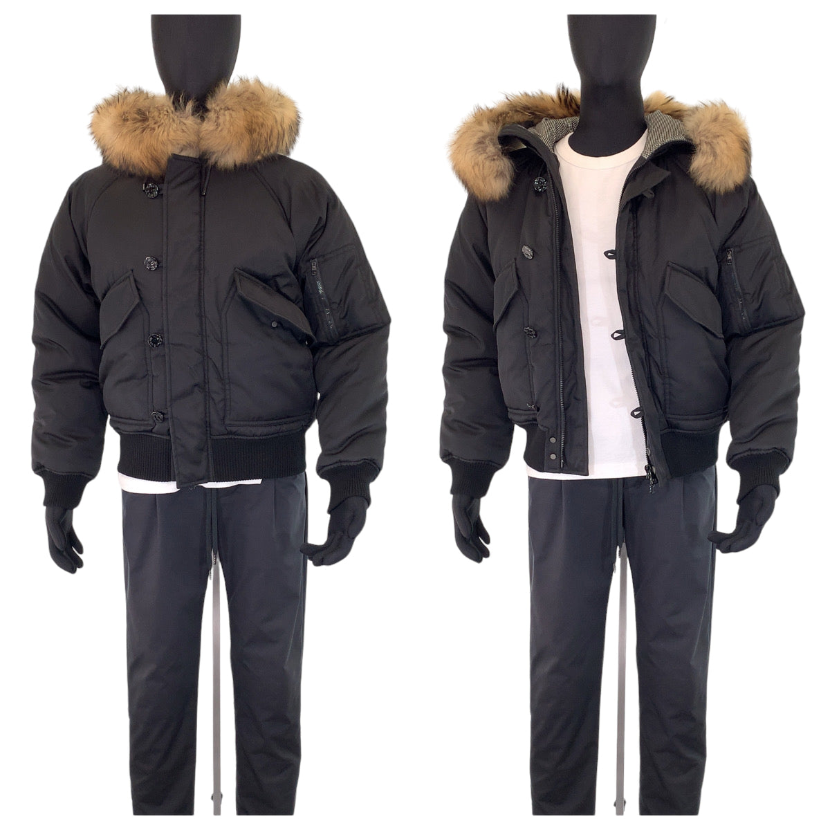 H-0446
LOUIS VUITTON ルイヴィトン 20AW LV × NIGO コラボ サイズ46 ブラック 黒 ポリエステル / コットン / フィンラクーン HJB02ERSL ダウンジャケット 中綿ジャンパー ファー取り外し可  メンズ