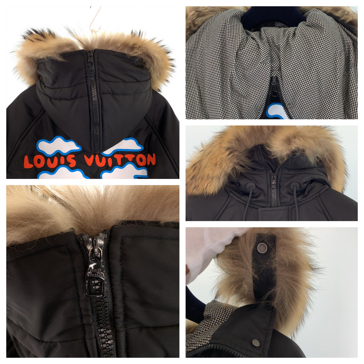 H-0446
LOUIS VUITTON ルイヴィトン 20AW LV × NIGO コラボ サイズ46 ブラック 黒 ポリエステル / コットン / フィンラクーン HJB02ERSL ダウンジャケット 中綿ジャンパー ファー取り外し可  メンズ