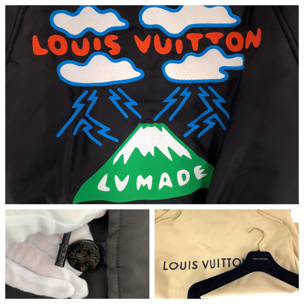 H-0446
LOUIS VUITTON ルイヴィトン 20AW LV × NIGO コラボ サイズ46 ブラック 黒 ポリエステル / コットン / フィンラクーン HJB02ERSL ダウンジャケット 中綿ジャンパー ファー取り外し可  メンズ