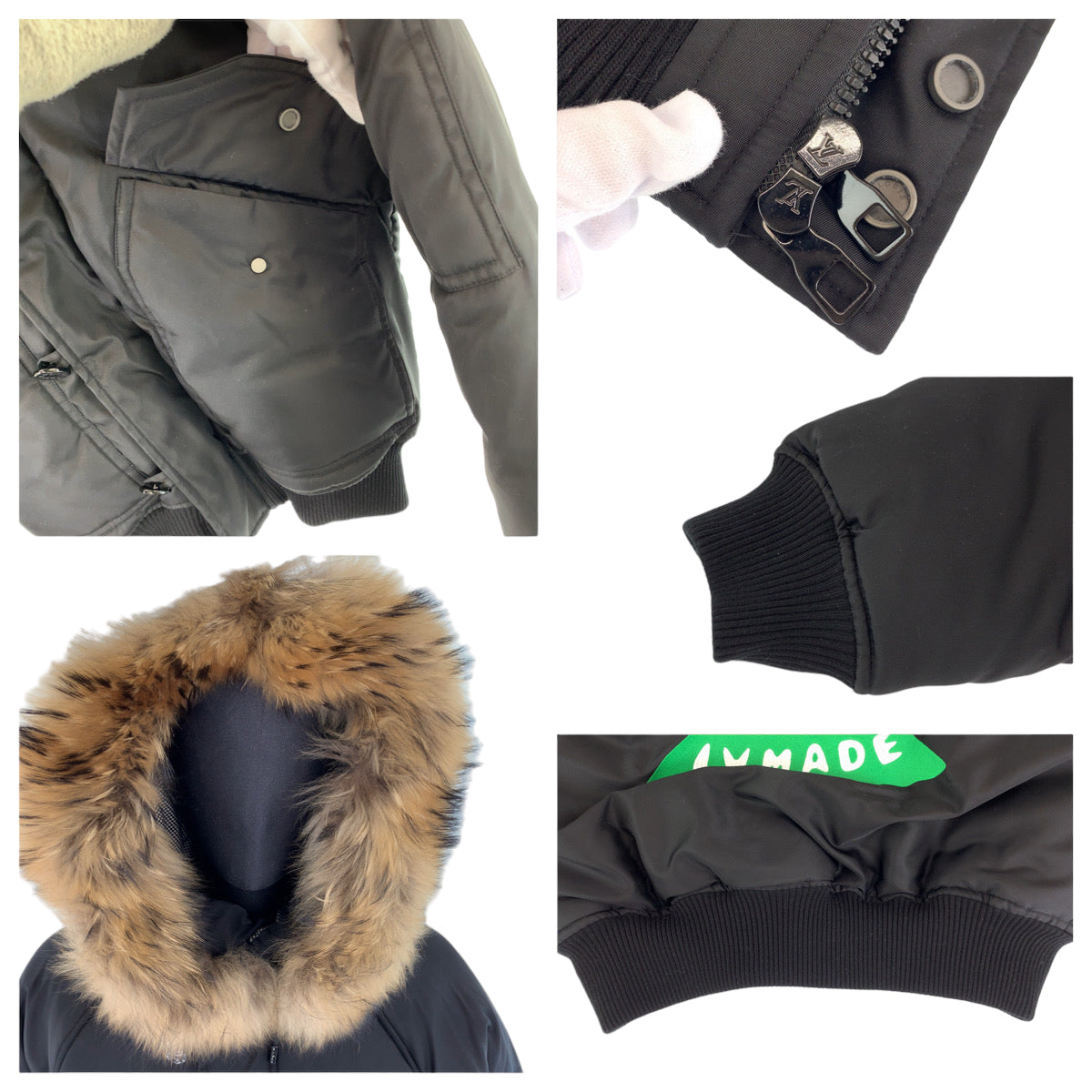 H-0446
LOUIS VUITTON ルイヴィトン 20AW LV × NIGO コラボ サイズ46 ブラック 黒 ポリエステル / コットン / フィンラクーン HJB02ERSL ダウンジャケット 中綿ジャンパー ファー取り外し可  メンズ
