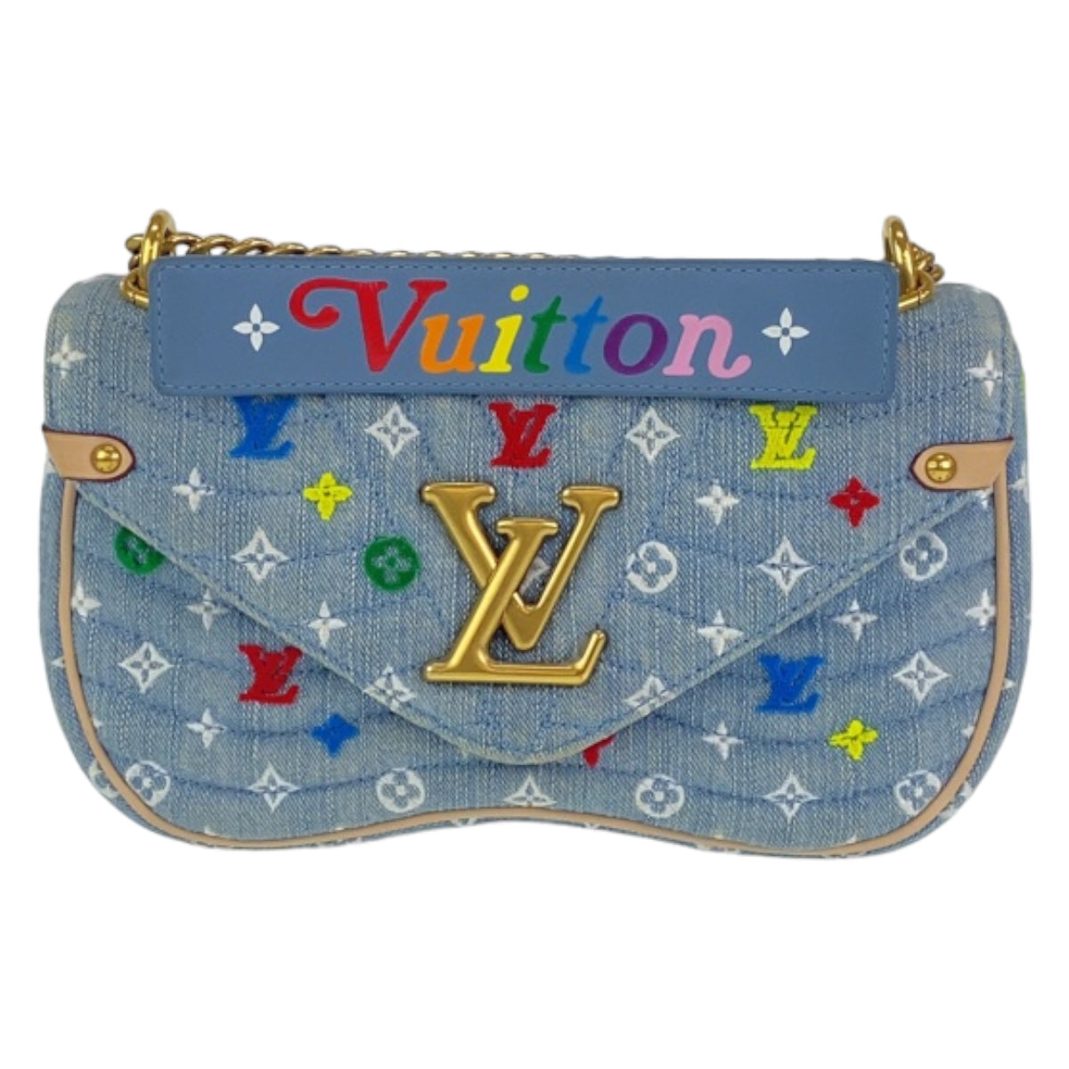 C-043
LOUIS VUITTON ルイヴィトン ニューウェーブ チェーンバッグMM ブルー 青 マルチカラー ゴールド金具 キャンバス M53692 ショルダーバッグ 斜め掛けバッグ  レディース