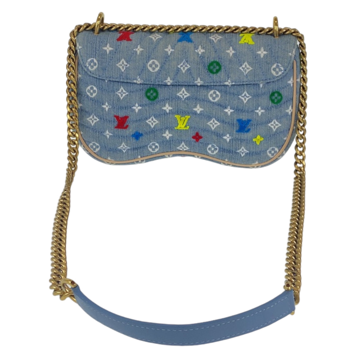 C-043
LOUIS VUITTON ルイヴィトン ニューウェーブ チェーンバッグMM ブルー 青 マルチカラー ゴールド金具 キャンバス M53692 ショルダーバッグ 斜め掛けバッグ  レディース