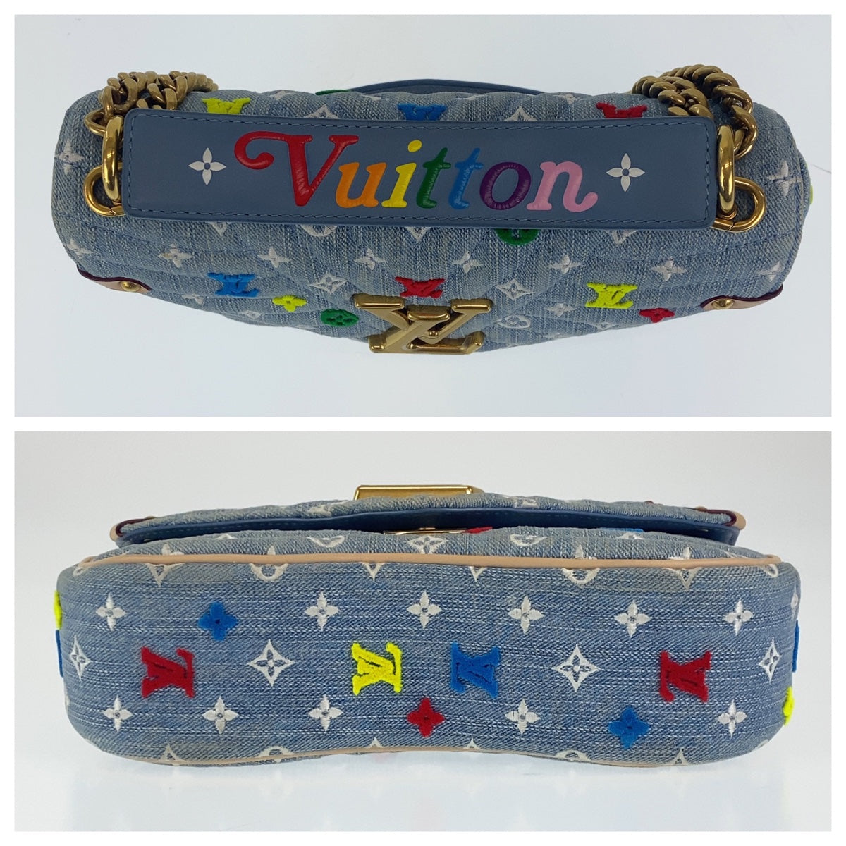 C-043
LOUIS VUITTON ルイヴィトン ニューウェーブ チェーンバッグMM ブルー 青 マルチカラー ゴールド金具 キャンバス M53692 ショルダーバッグ 斜め掛けバッグ  レディース