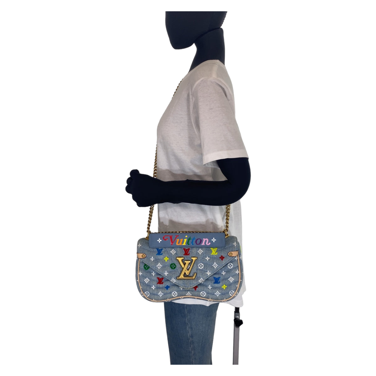 C-043
LOUIS VUITTON ルイヴィトン ニューウェーブ チェーンバッグMM ブルー 青 マルチカラー ゴールド金具 キャンバス M53692 ショルダーバッグ 斜め掛けバッグ  レディース