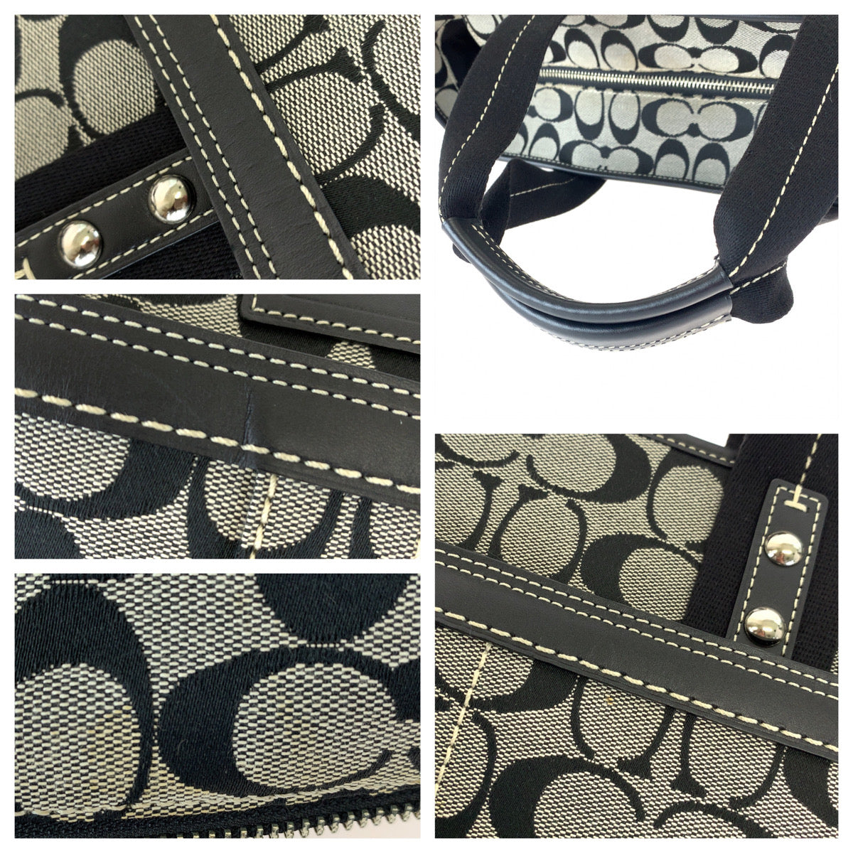 COACH コーチ シグネチャー ブラック 黒 キャンバス / レザー 09345 トートバッグ ハンドバッグ  レディース
