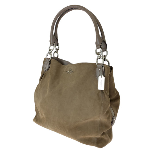 COACH コーチ ベージュ シルバー金具 スウェード ショルダーバッグ トートバッグ  レディース