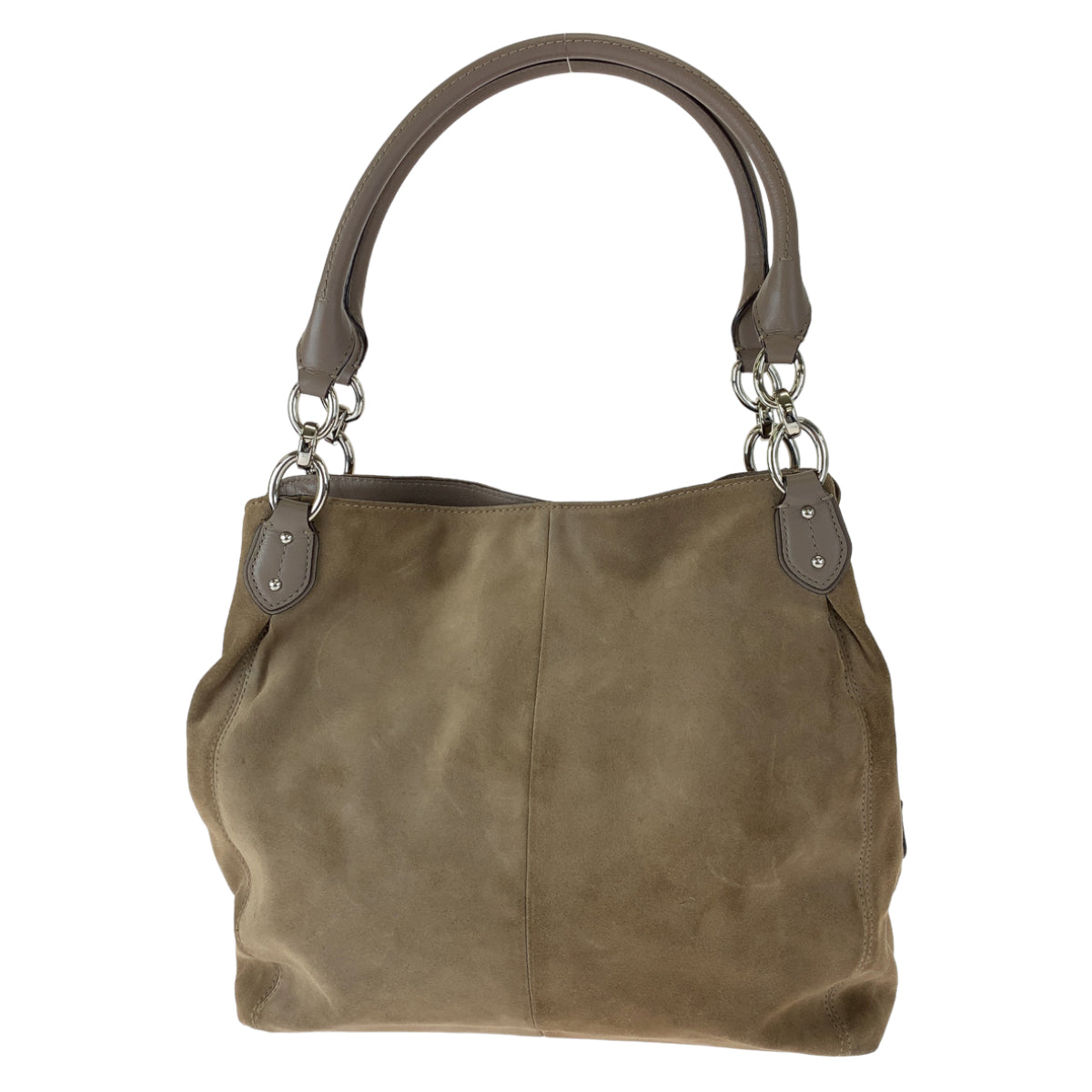 COACH コーチ ベージュ シルバー金具 スウェード ショルダーバッグ トートバッグ  レディース