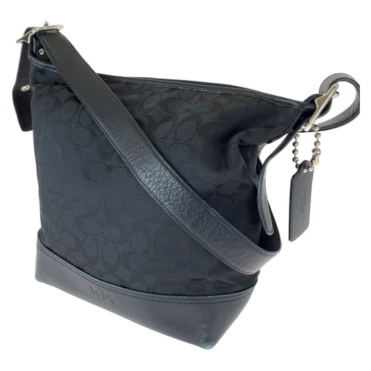 COACH コーチ シグネチャー ブラック 黒 キャンバス / レザー ショルダーバッグ 斜め掛け  レディース