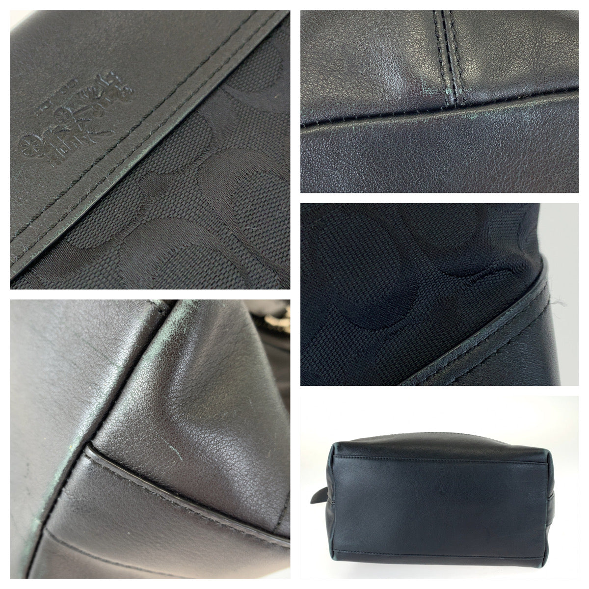 COACH コーチ シグネチャー ブラック 黒 キャンバス / レザー ショルダーバッグ 斜め掛け  レディース