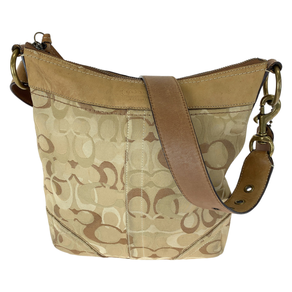 COACH コーチ オプティック シグネチャー ブラウン 茶 キャンバス / レザー 10378 ショルダーバッグ 斜め掛け  レディース