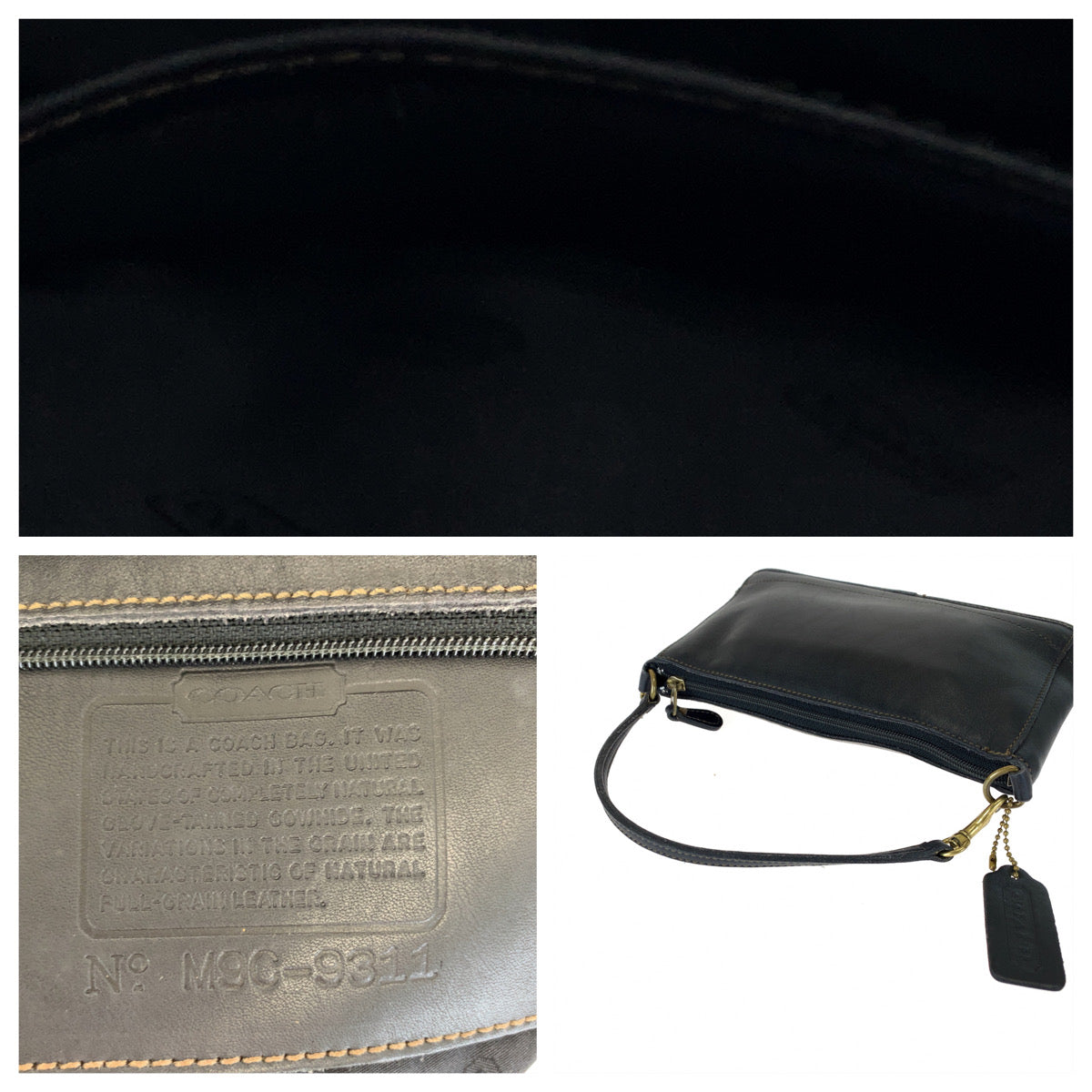 COACH コーチ ヴィンテージ オールドコーチ ブラック 黒 レザー 9311 ハンドバッグ アクセサリーポーチ  レディース