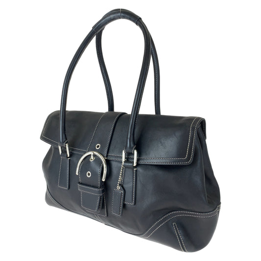 COACH コーチ ブラック 黒 シルバー金具 レザー 9550 ショルダーバッグ トートバッグ  レディース