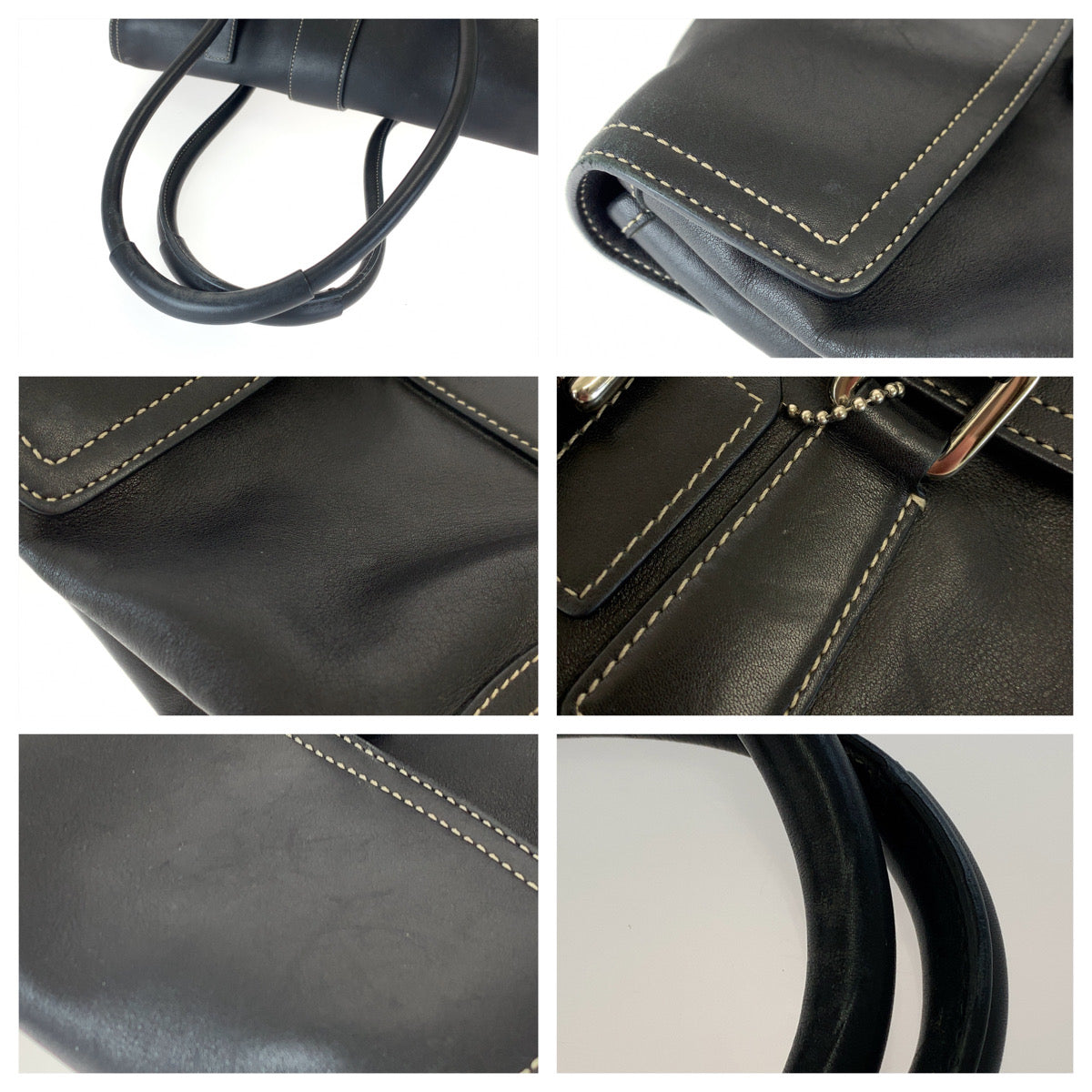 COACH コーチ ブラック 黒 シルバー金具 レザー 9550 ショルダーバッグ トートバッグ  レディース