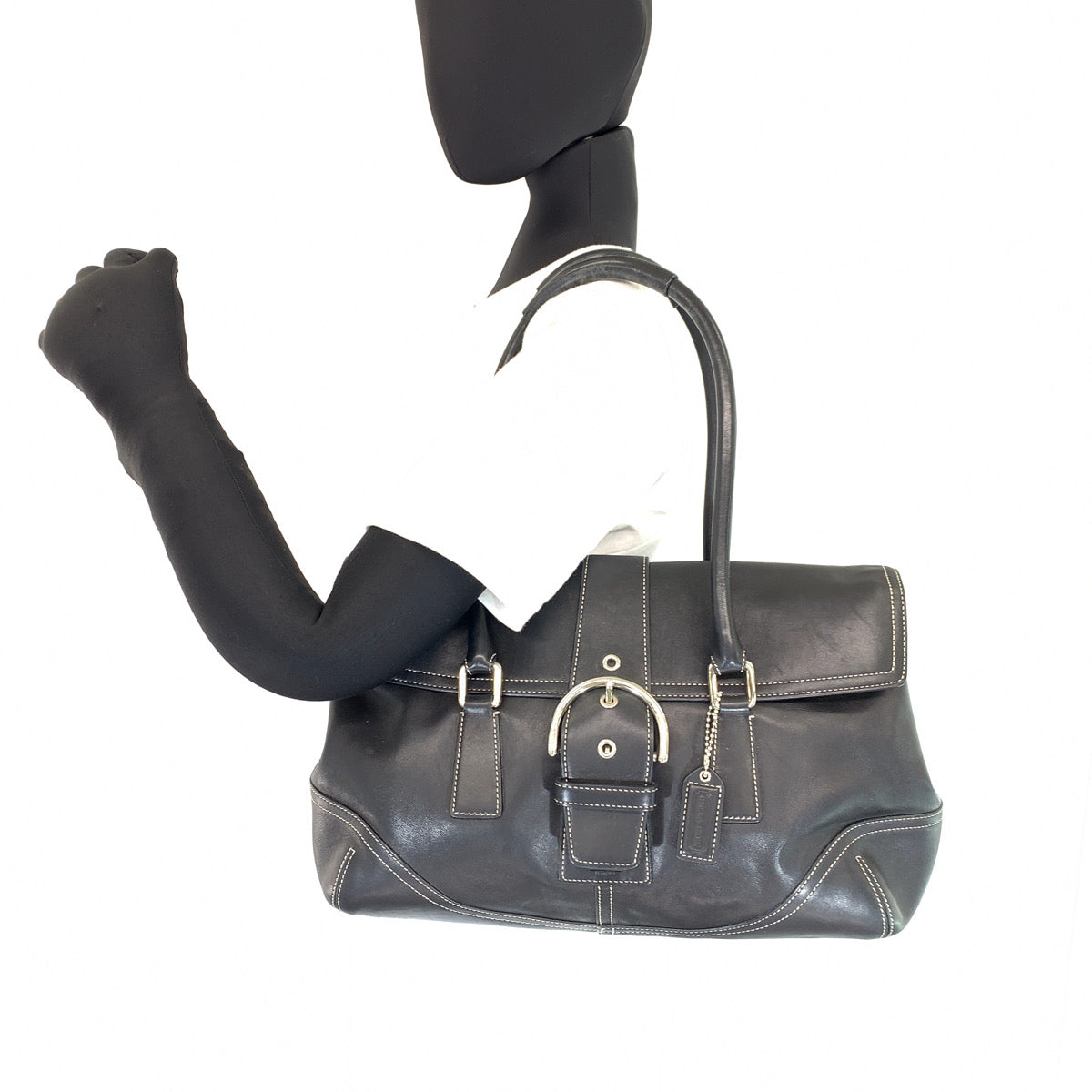 COACH コーチ ブラック 黒 シルバー金具 レザー 9550 ショルダーバッグ トートバッグ  レディース