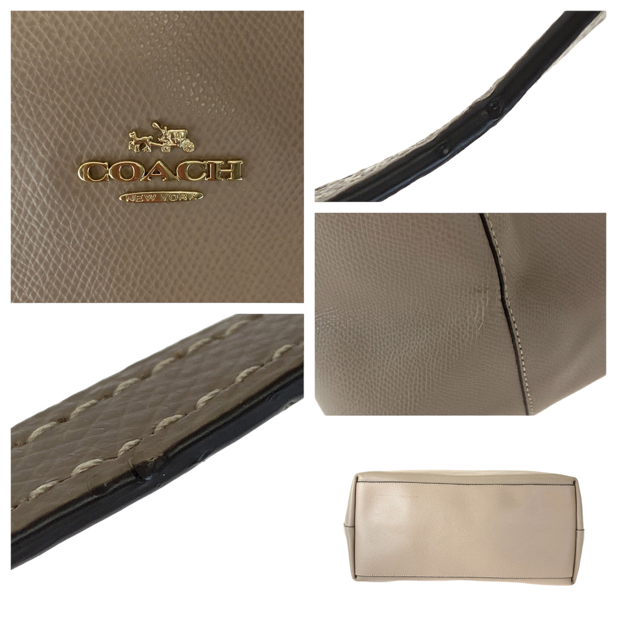 COACH コーチ ベージュ ライトブラウン PVC ショルダーバッグ トートバッグ  レディース