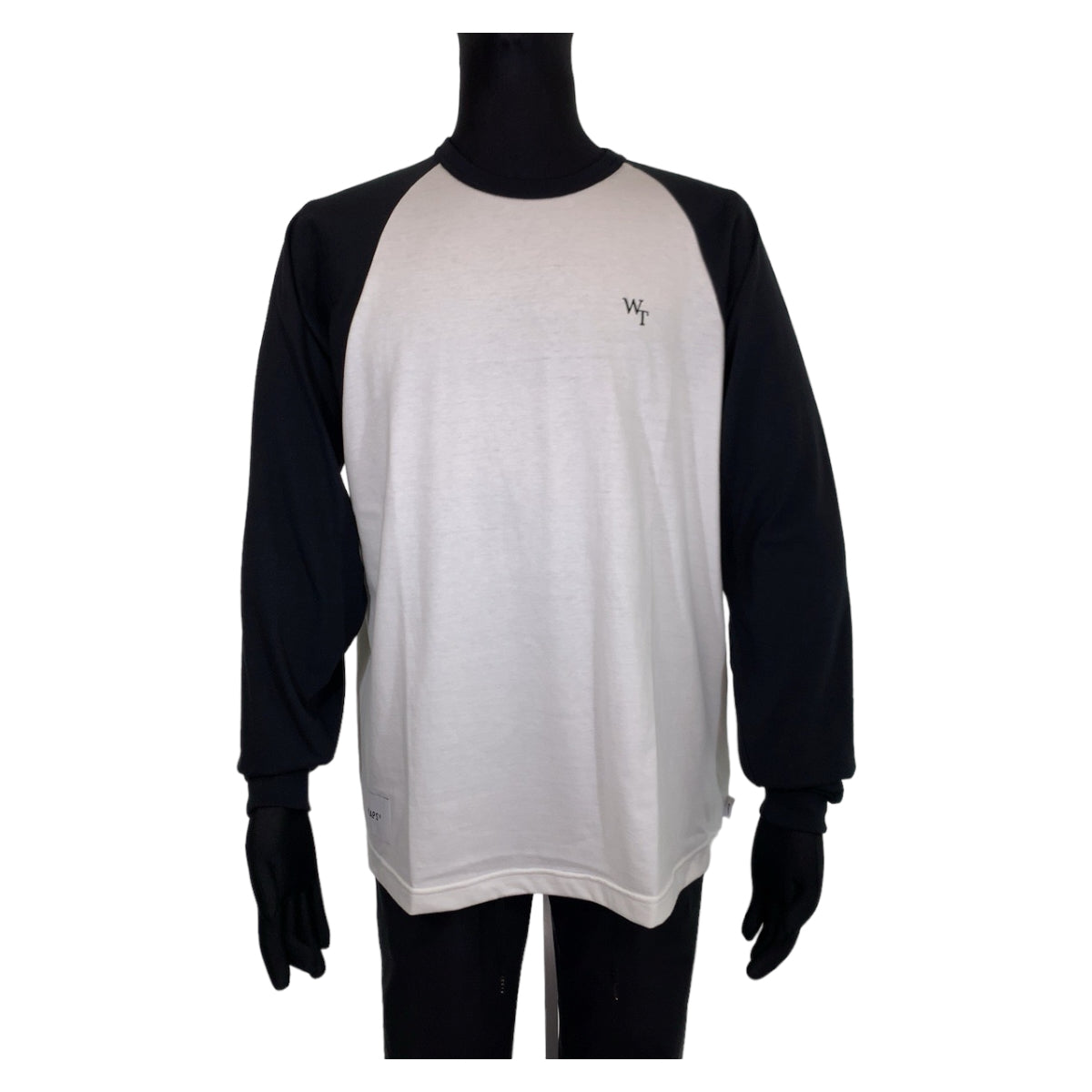 WTAPS ダブルタップス ラグランロングスリーブTシャツ サイズX 02 ホワイト 白 ブラック 黒 コットン / ポリエステル 231ATBT-CSM19 長袖Tシャツ トップス  メンズ