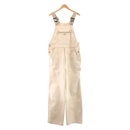 PRADA Prada Triangle Logo Plate Size 31 Light Beige Cream Denim Overalls Men's