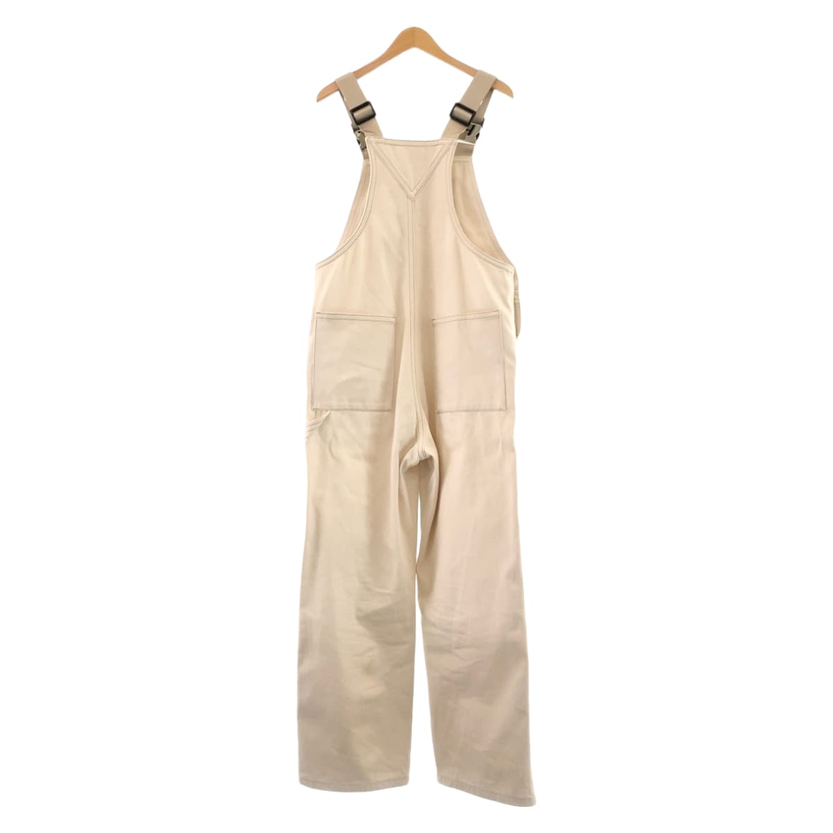 PRADA Prada Triangle Logo Plate Size 31 Light Beige Cream Denim Overalls Men's