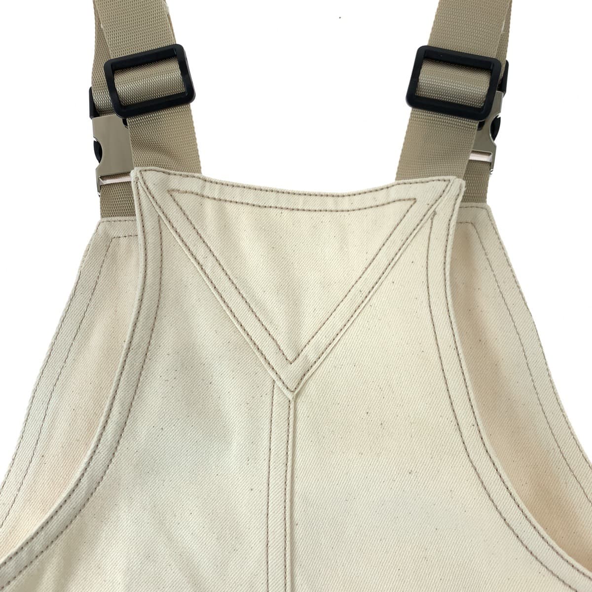 PRADA Prada Triangle Logo Plate Size 31 Light Beige Cream Denim Overalls Men's