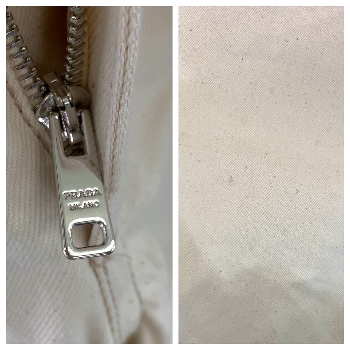 PRADA Prada Triangle Logo Plate Size 31 Light Beige Cream Denim Overalls Men's