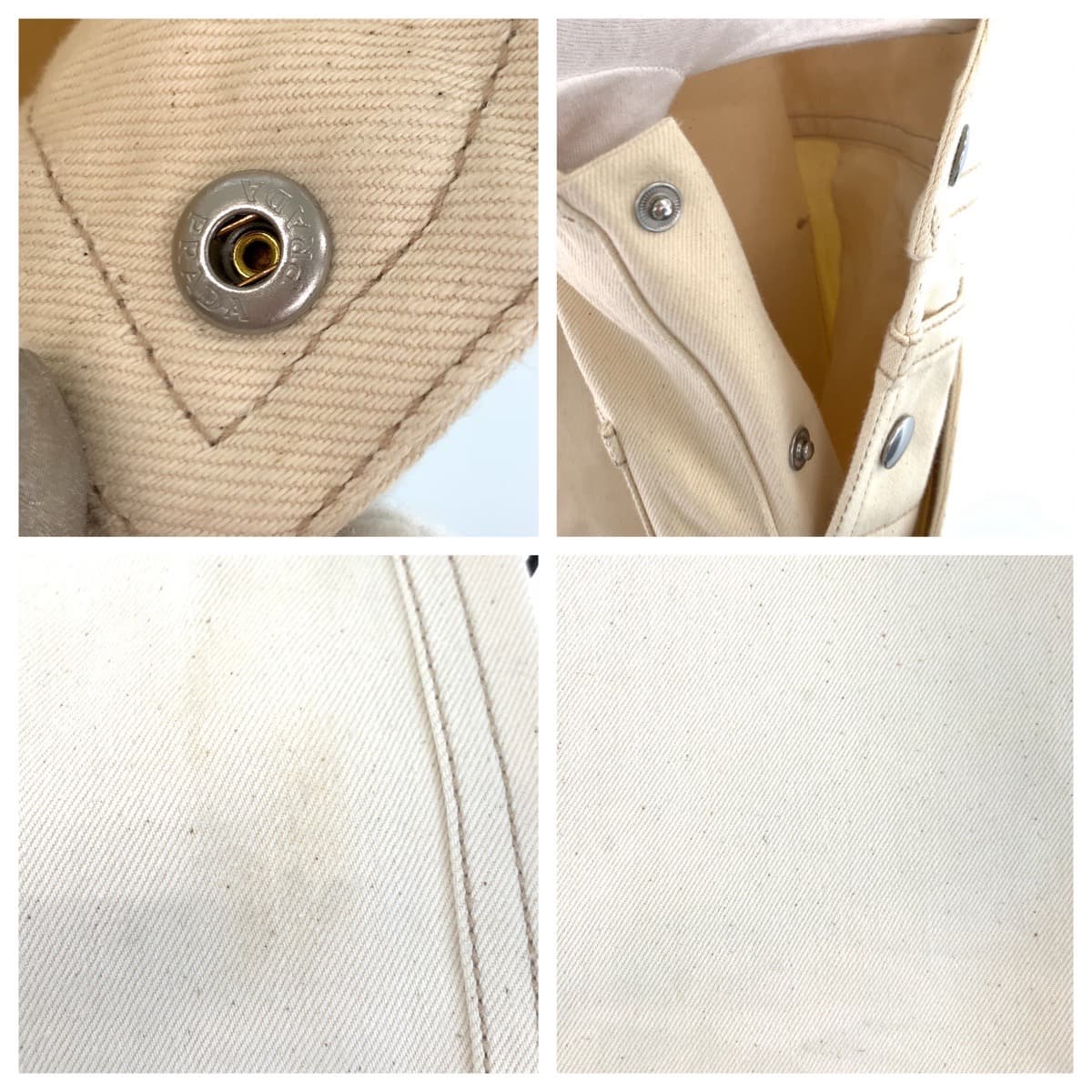 PRADA Prada Triangle Logo Plate Size 31 Light Beige Cream Denim Overalls Men's