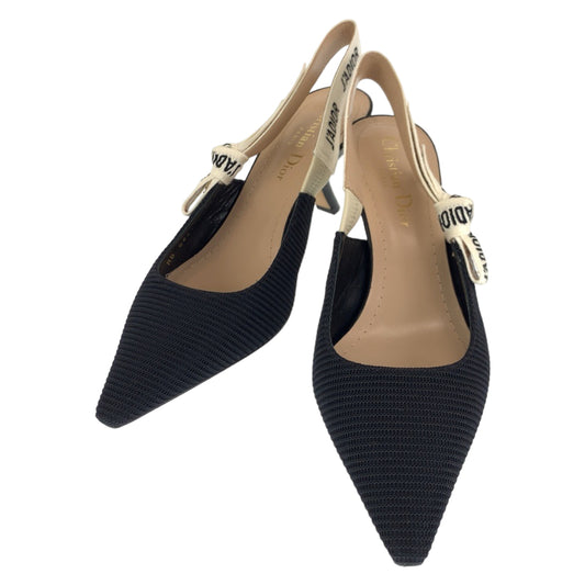 Dior ディオール J'ADIOR スリングバッグ パンプス リボン サイズ36 ブラック 黒 コットン / レザー KDC201TFL S900 パンプス ヒール  レディース