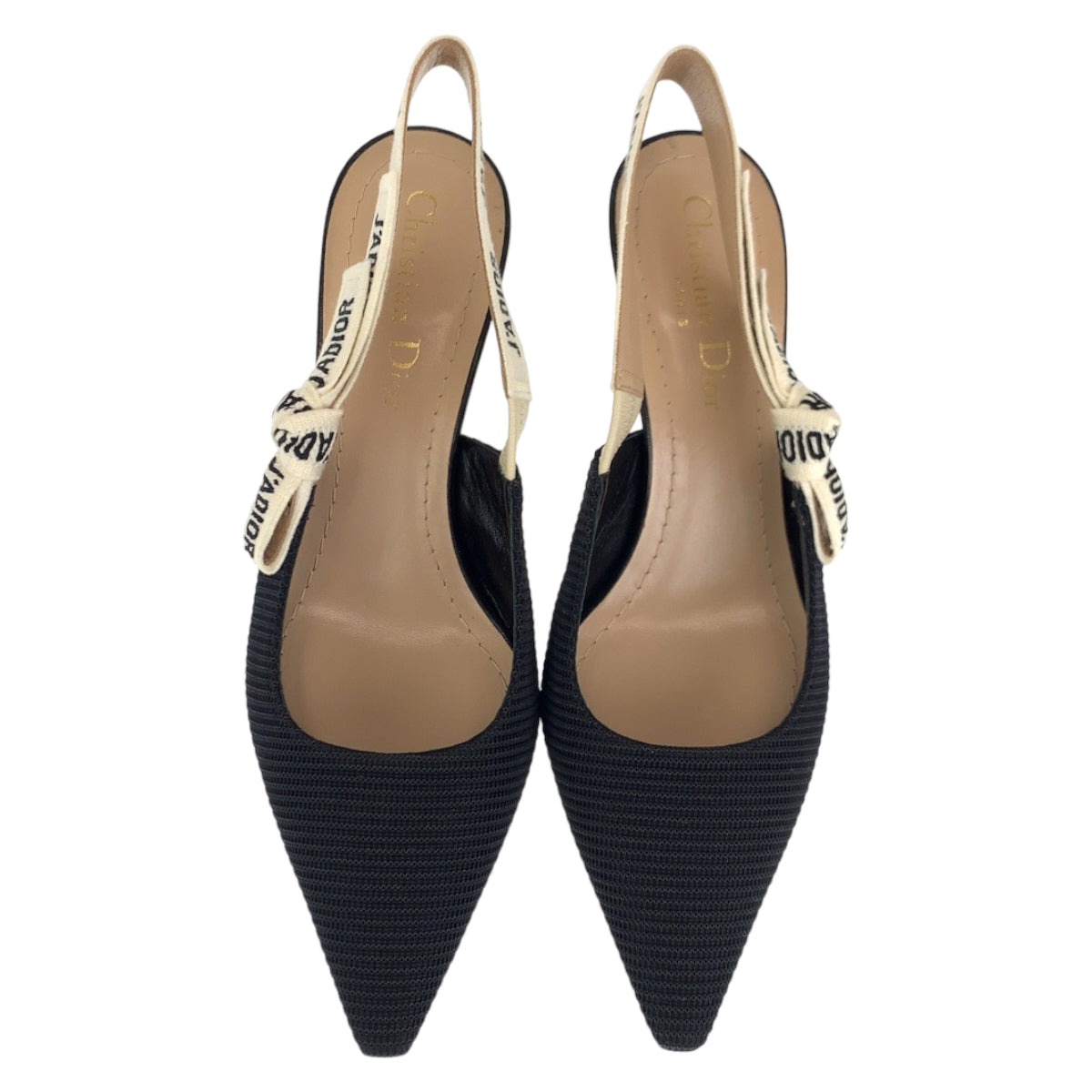 Dior ディオール J'ADIOR スリングバッグ パンプス リボン サイズ36 ブラック 黒 コットン / レザー KDC201TFL S900 パンプス ヒール  レディース