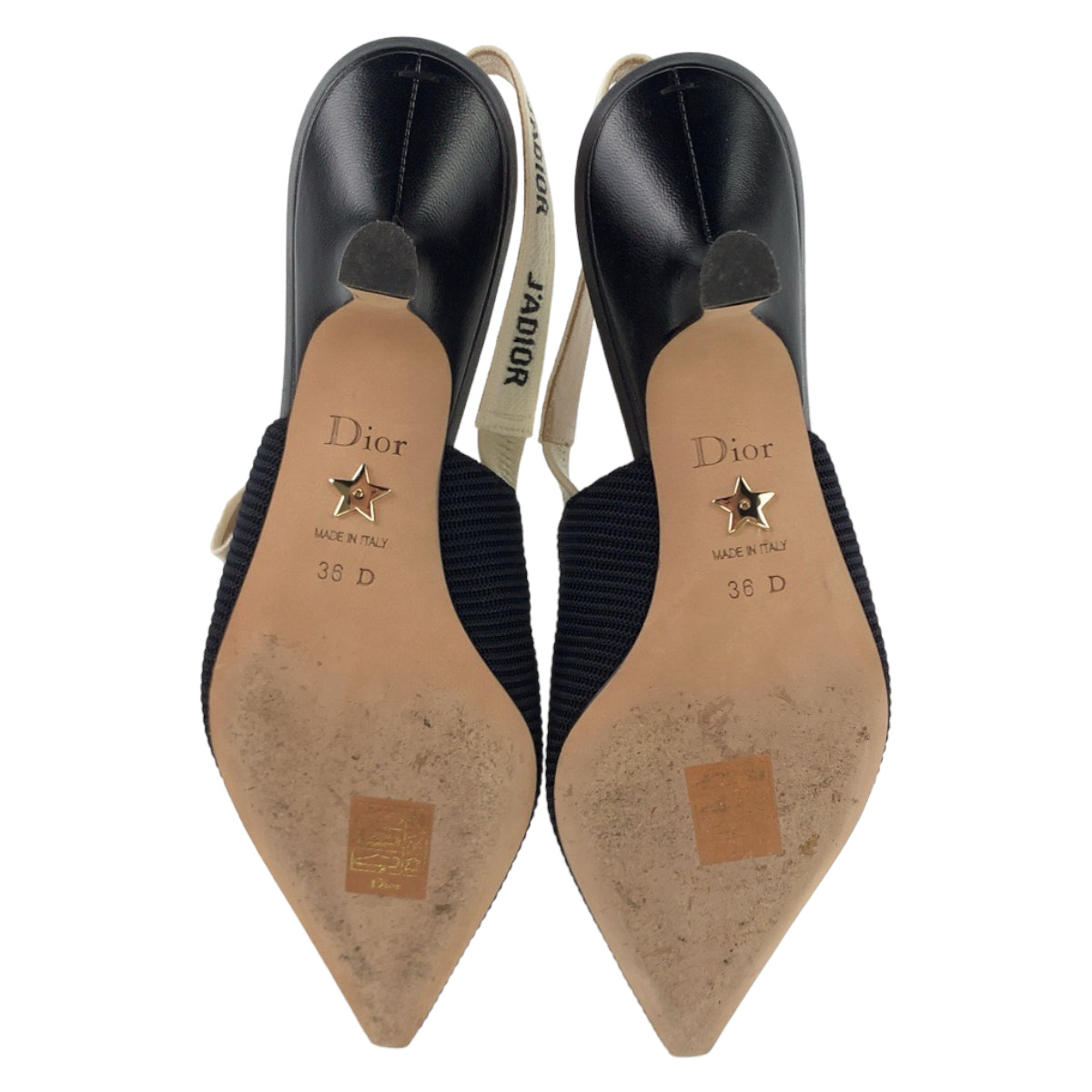 Dior ディオール J'ADIOR スリングバッグ パンプス リボン サイズ36 ブラック 黒 コットン / レザー KDC201TFL S900 パンプス ヒール  レディース