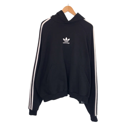BALENCIAGA バレンシアガ 22AW バレンシアガ×アディダス Hoodie Large Fit サイズL ブラック 黒 ホワイト 白 コットン RG54 729322 TNVN2 8482 パーカー フーディー  メンズ
