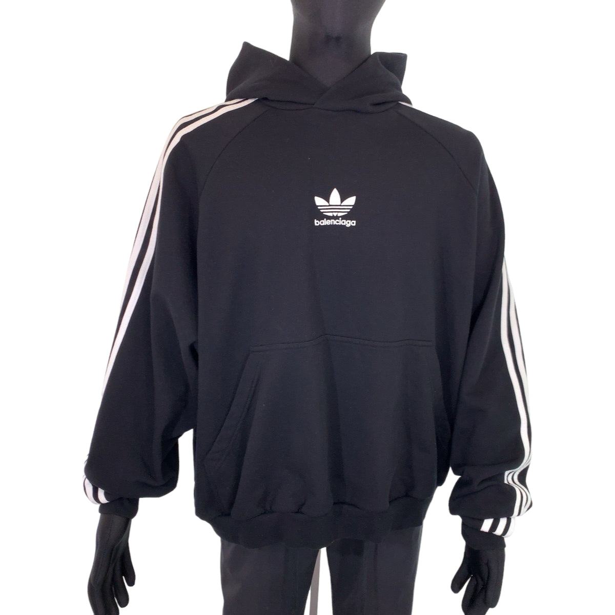 BALENCIAGA バレンシアガ 22AW バレンシアガ×アディダス Hoodie Large Fit サイズL ブラック 黒 ホワイト 白 コットン RG54 729322 TNVN2 8482 パーカー フーディー  メンズ