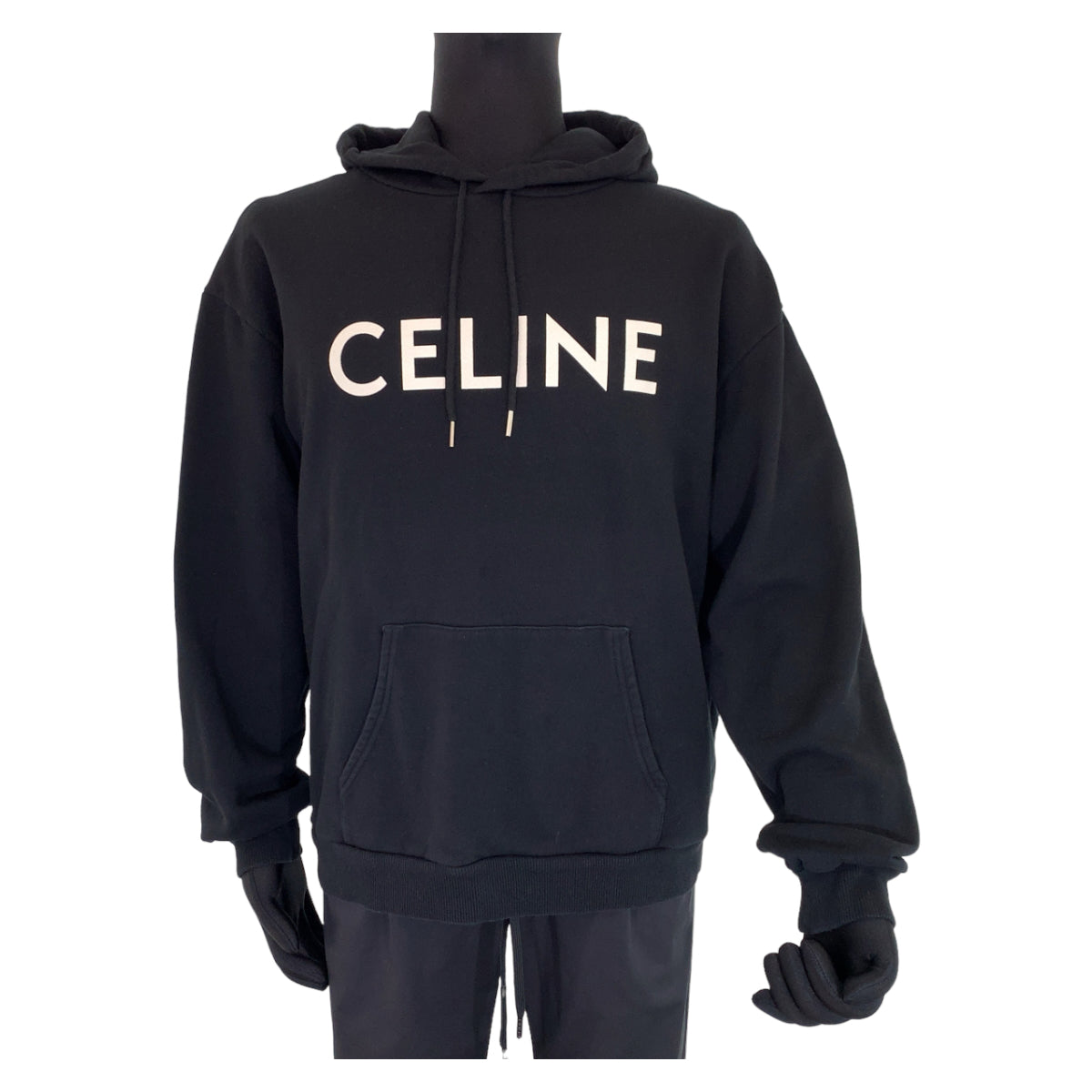 CELINE セリーヌ 21SS ロゴプリント サイズL ブラック 黒 ホワイト 白 コットン 2Y321052H パーカー スウェット  メンズ