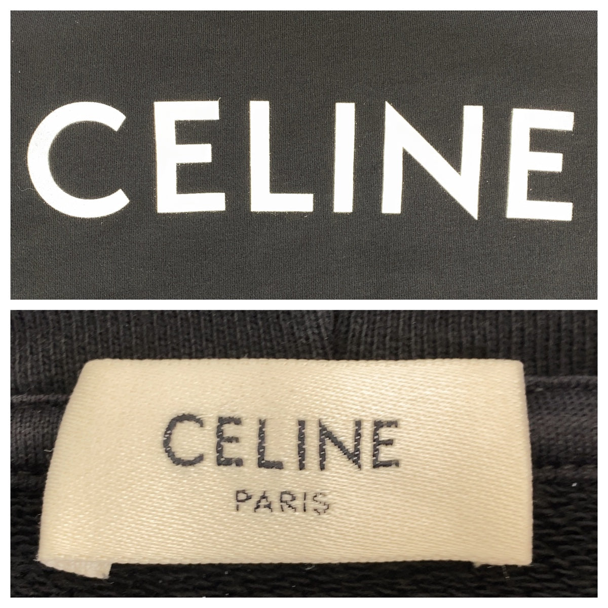 CELINE セリーヌ 21SS ロゴプリント サイズL ブラック 黒 ホワイト 白 コットン 2Y321052H パーカー スウェット  メンズ