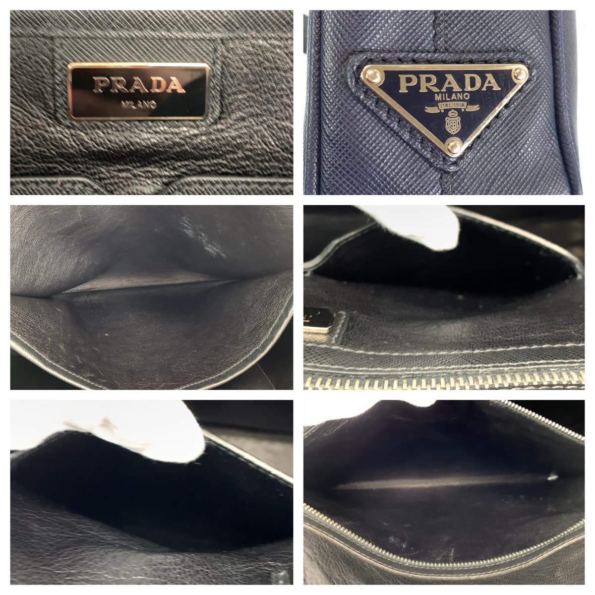 PRADA Prada Saffiano Navy Blue Leather Business Bag Briefcase Briefcase Business Bag for Men