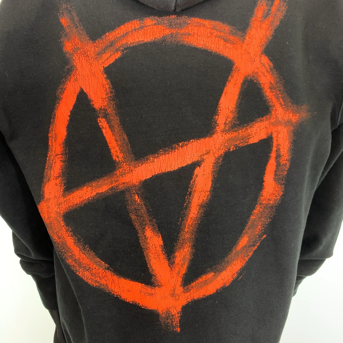 VETEMENTS ヴェトモン マスクアナーキーフーディー バックプリント サイズS ブラック 黒 レッド 赤 コットン MAH20TR109 パーカー フーディー  メンズ