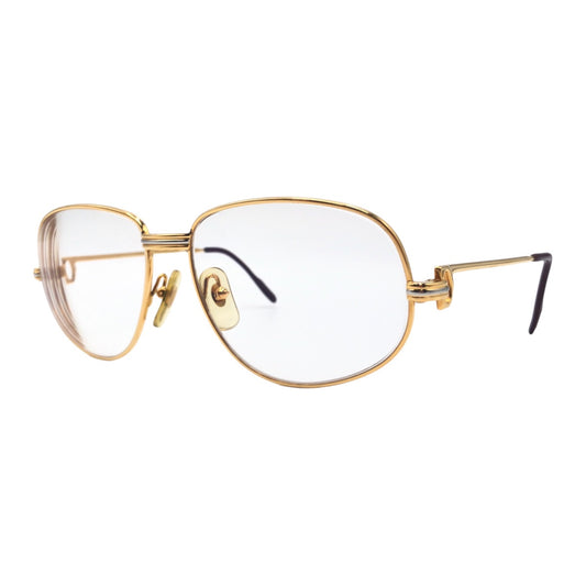 CARTIER カルティエ ヴィンテージ トリニティ 男女兼用 ゴールド 金 メタル 56◻︎16 130  メガネ  度あり メンズ