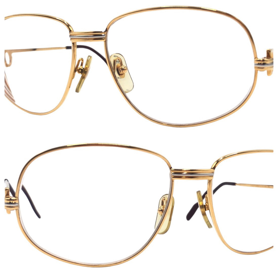 CARTIER カルティエ ヴィンテージ トリニティ 男女兼用 ゴールド 金 メタル 56◻︎16 130  メガネ  度あり メンズ