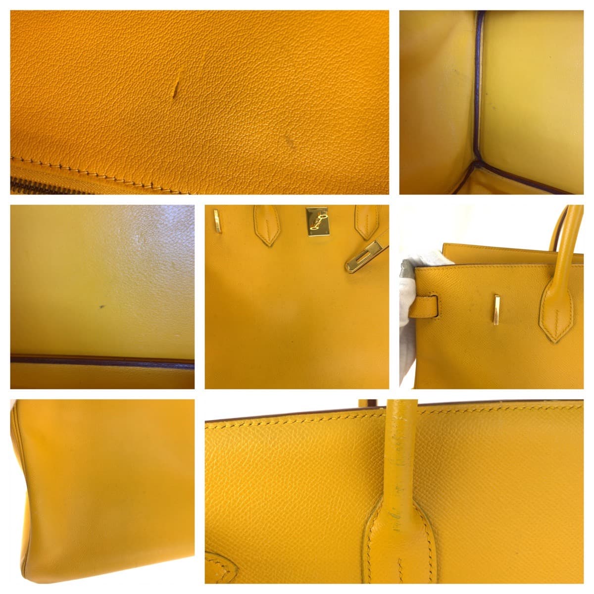 C-037
HERMES エルメス バーキン40 ジョーヌアンブル イエロー 黄 ゴールド金具 ヴォーエプソン ハンドバッグ トートバッグ □A刻印  レディース