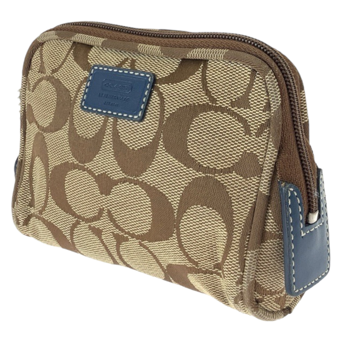 COACH コーチ シグネチャー ブラウン 茶 キャンバス ポーチ アクセサリーポーチ  レディース
