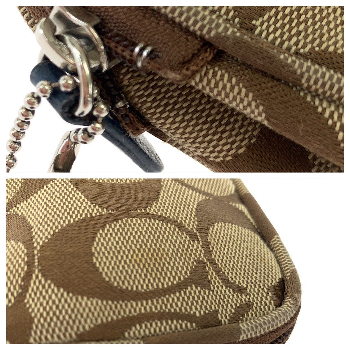 COACH コーチ シグネチャー ブラウン 茶 キャンバス ポーチ アクセサリーポーチ  レディース