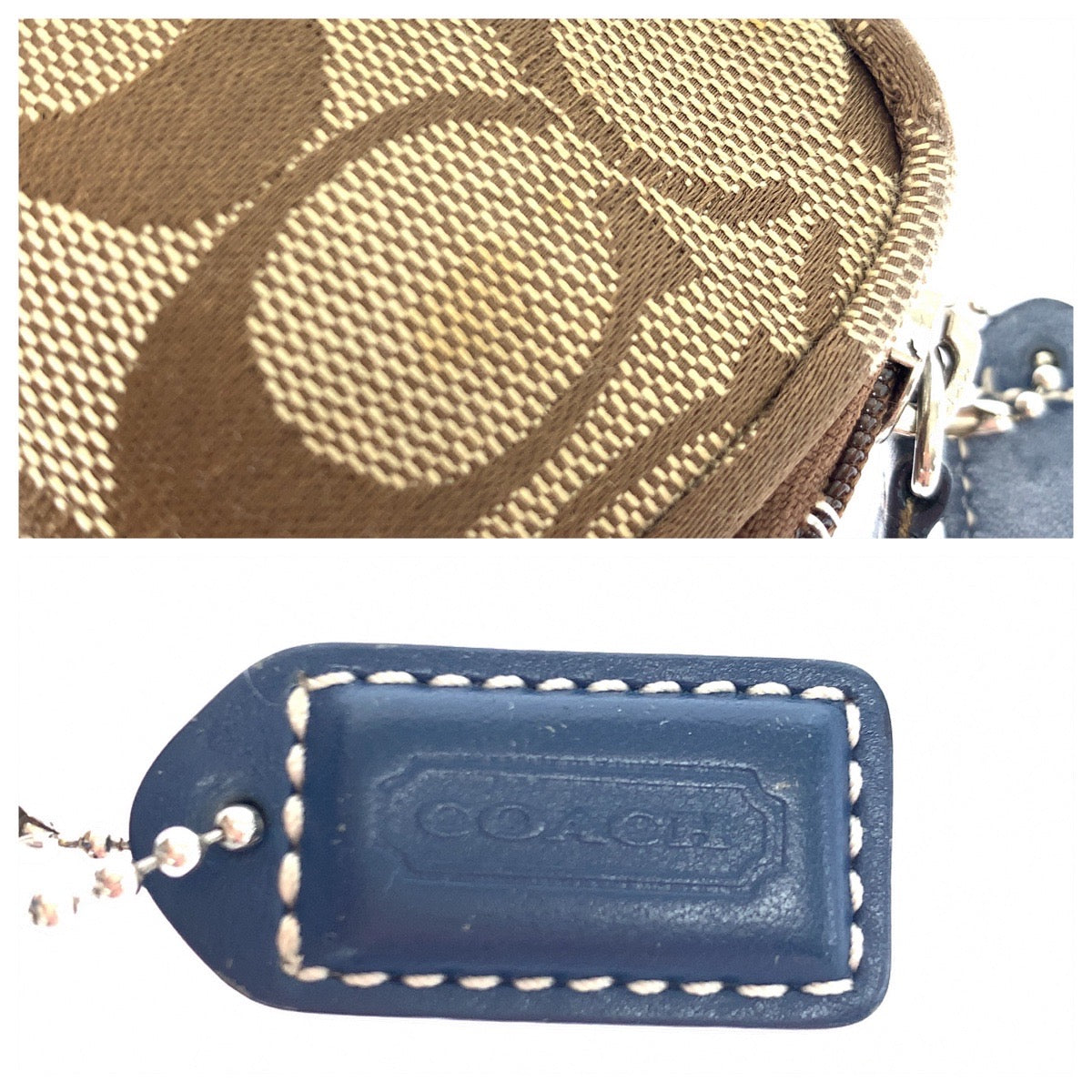 COACH コーチ シグネチャー ブラウン 茶 キャンバス ポーチ アクセサリーポーチ  レディース