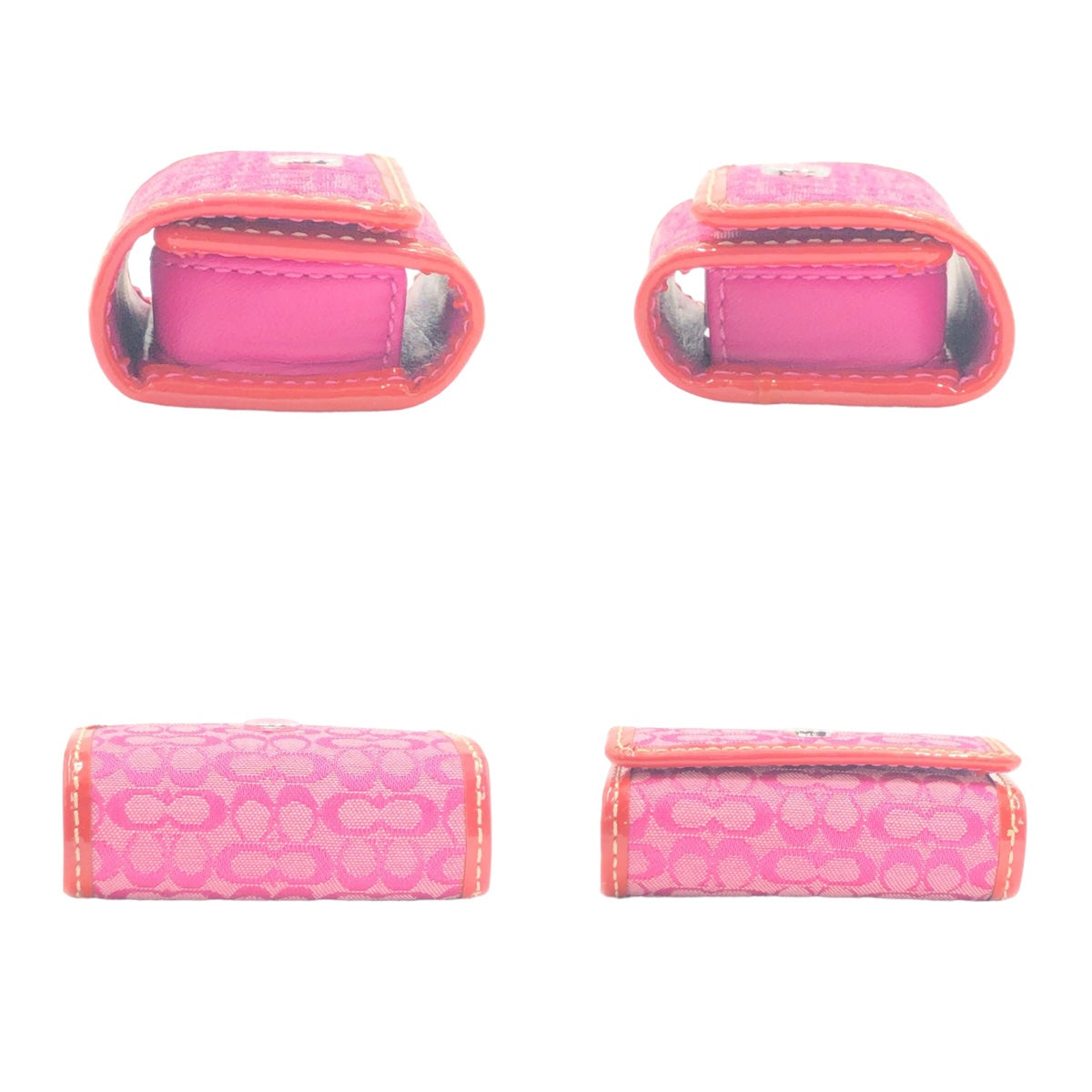 COACH コーチ シグネチャー コンタクトレンズ ピンク ゴールド金具 ショッキングピンク PVC ケース 収納ポーチ  レディース
