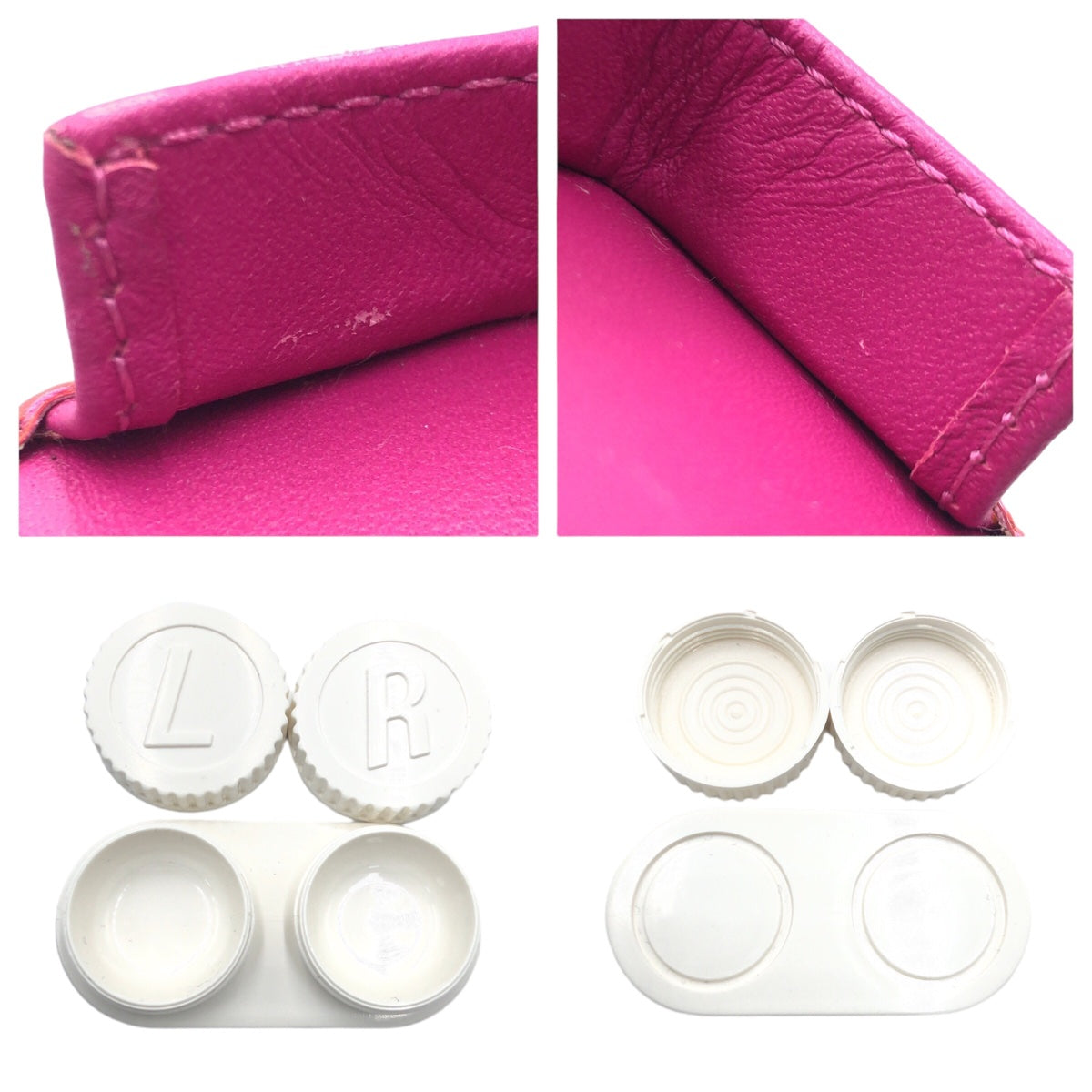 COACH コーチ シグネチャー コンタクトレンズ ピンク ゴールド金具 ショッキングピンク PVC ケース 収納ポーチ  レディース