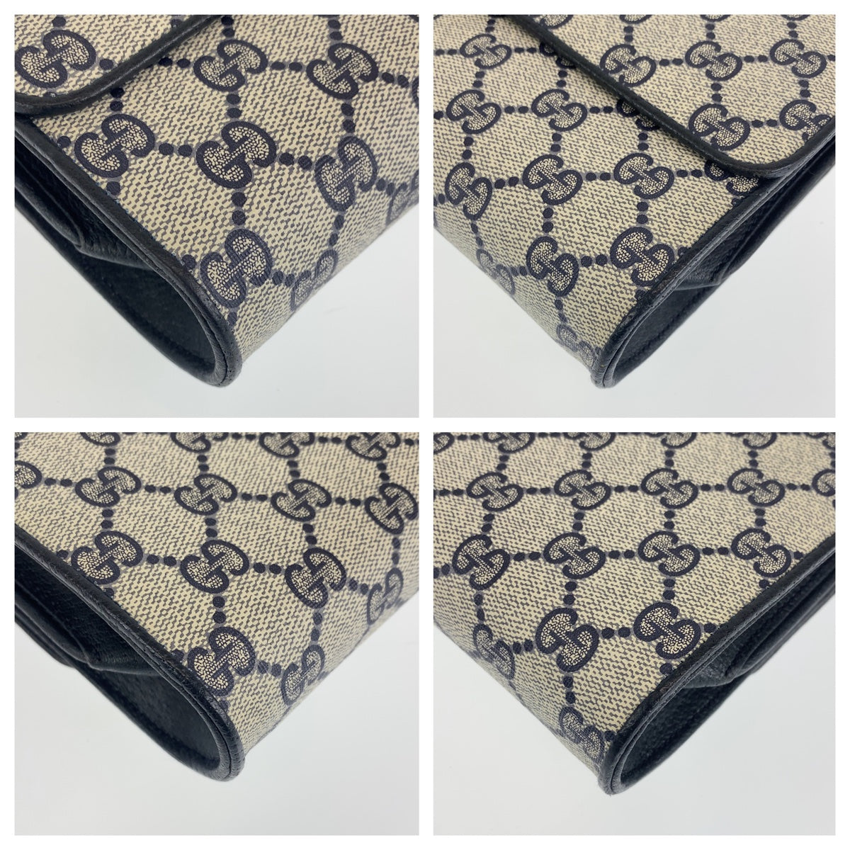 GUCCI グッチ ヴィンテージ オールドグッチ ネイビー 紺 ゴールド金具 レザー ショルダーバッグ クラッチバッグ  レディース