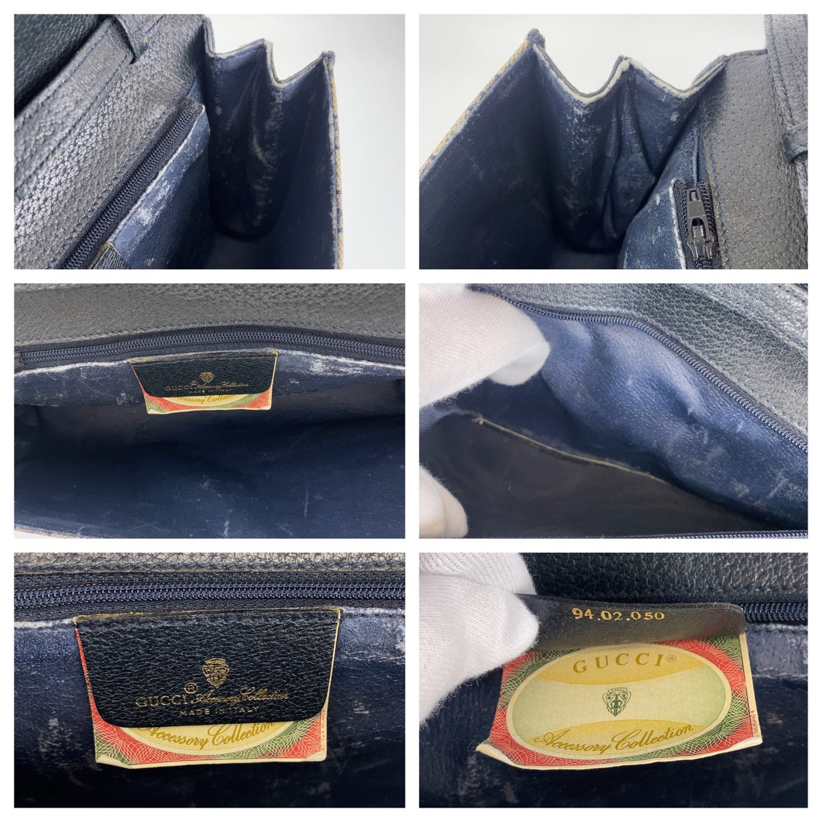 GUCCI グッチ ヴィンテージ オールドグッチ ネイビー 紺 ゴールド金具 レザー ショルダーバッグ クラッチバッグ  レディース