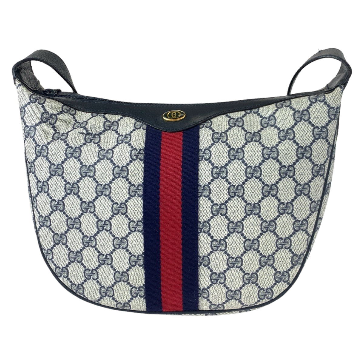 GUCCI グッチ ヴィンテージ オールドグッチ ベージュ ネイビー 紺 GGスプリームキャンバス 010 378 ショルダーバッグ 斜め掛け  メンズ