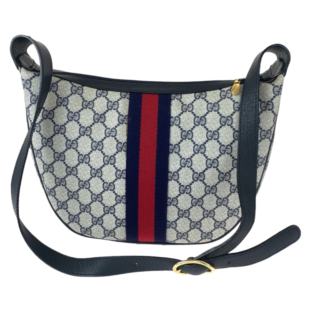 GUCCI グッチ ヴィンテージ オールドグッチ ベージュ ネイビー 紺 GGスプリームキャンバス 010 378 ショルダーバッグ 斜め掛け  メンズ