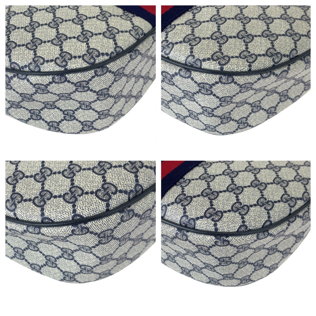 GUCCI グッチ ヴィンテージ オールドグッチ ベージュ ネイビー 紺 GGスプリームキャンバス 010 378 ショルダーバッグ 斜め掛け  メンズ
